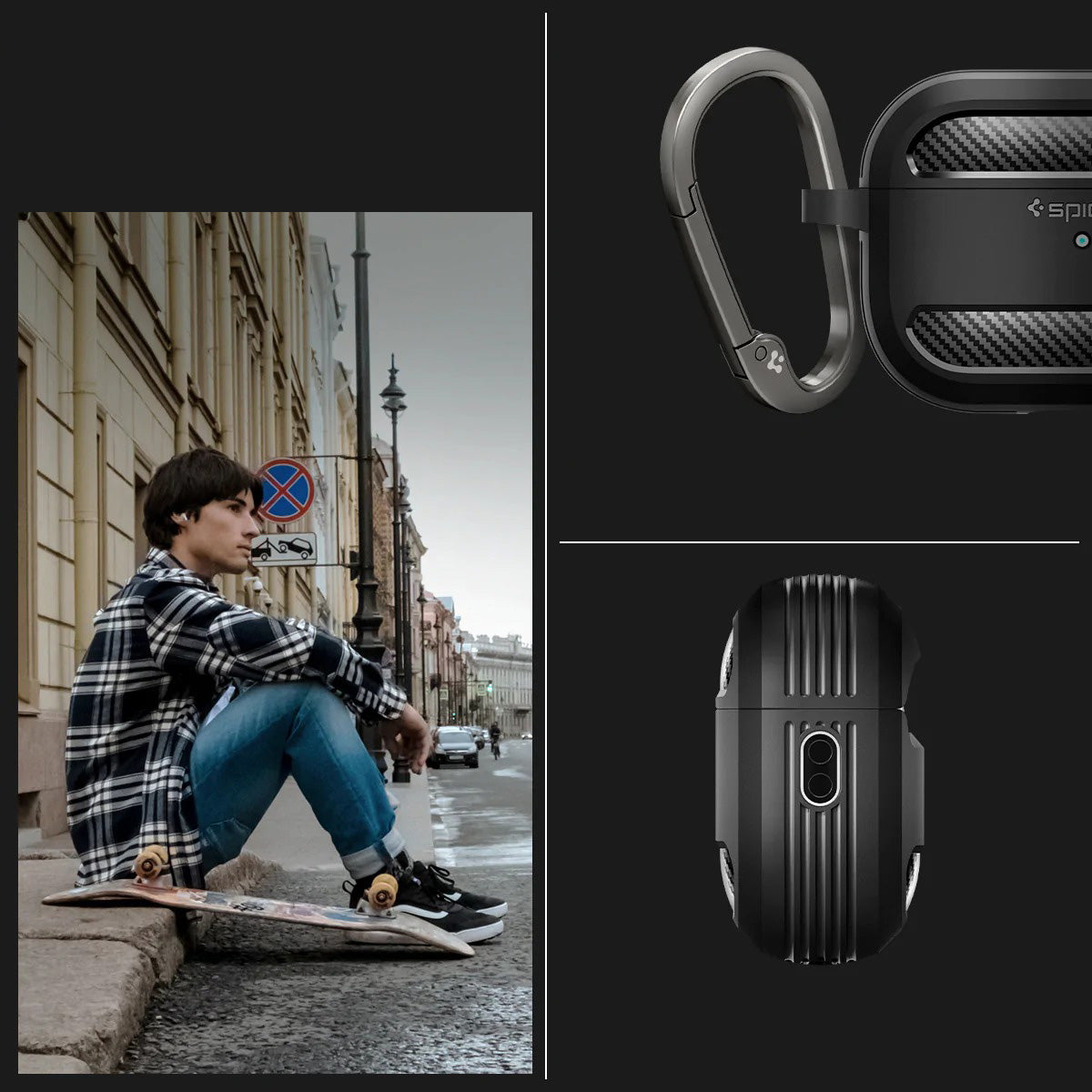 Schutzhülle Spigen Rugged Armor für AirPods Pro 2 / 1, Schwarz