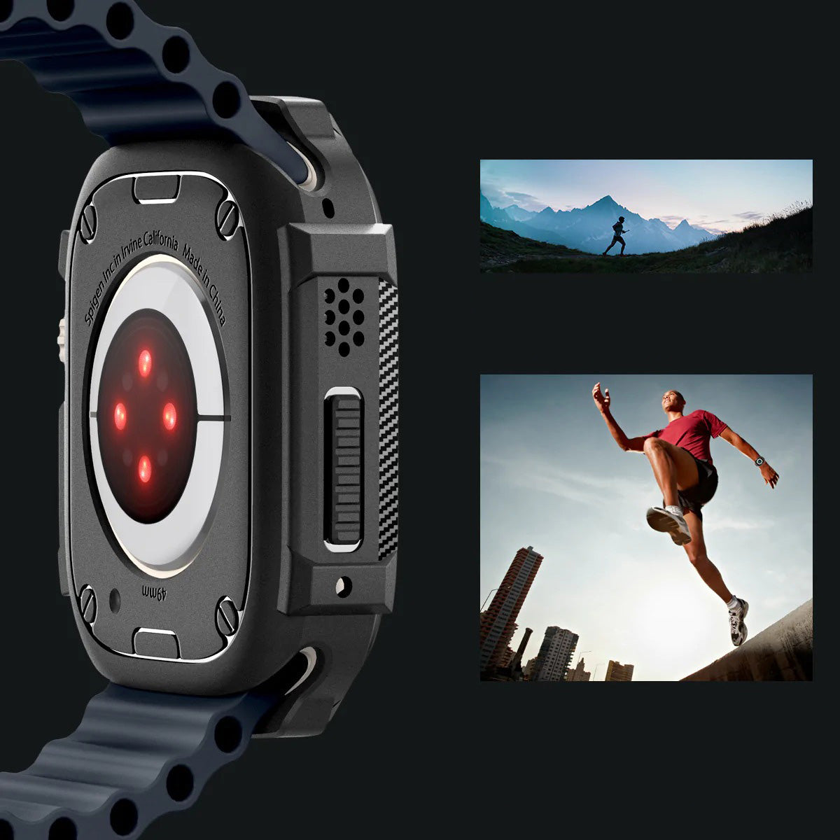 Schutzhülle Spigen Rugged Armor für Apple Watch Ultra 2/1 49 mm, Schwarz