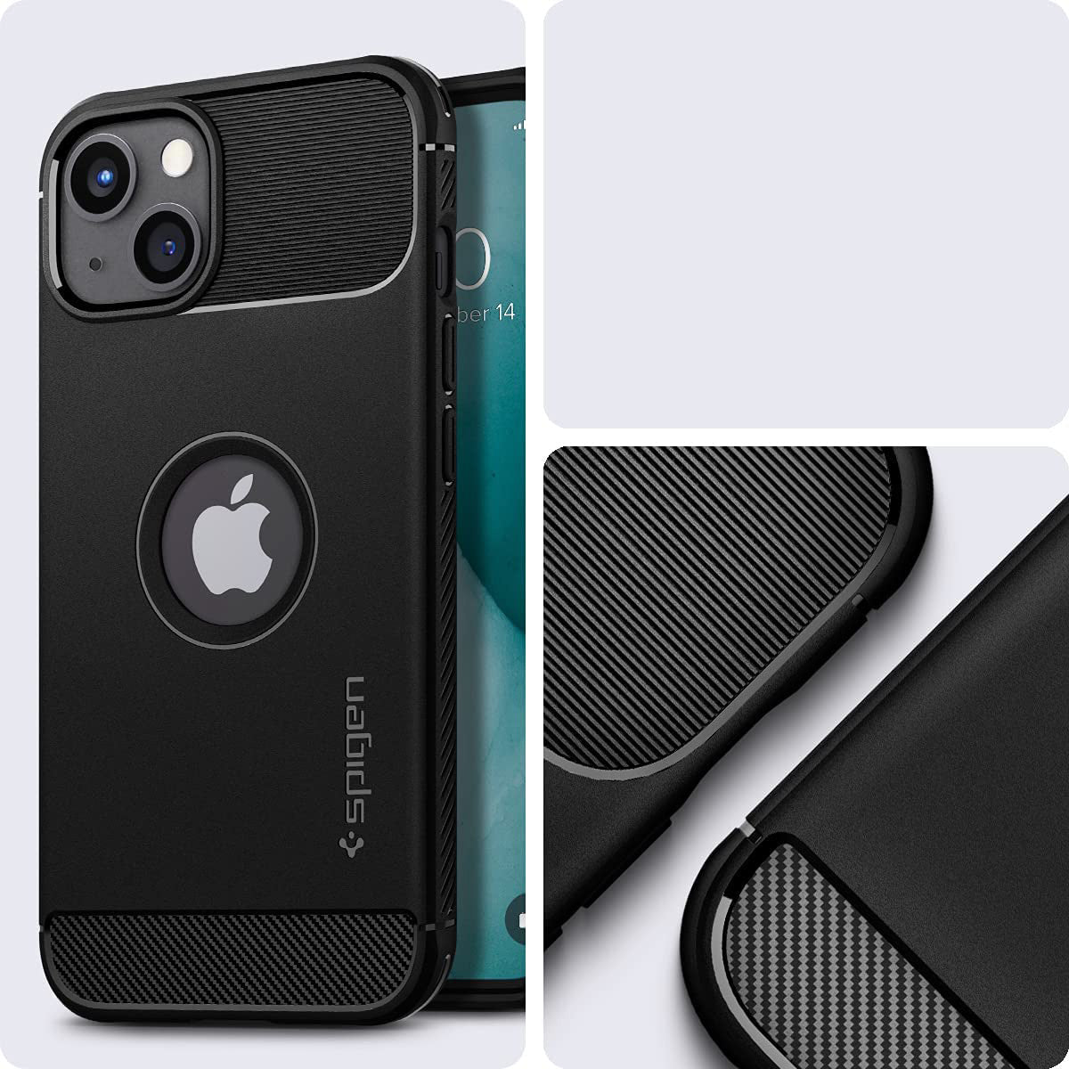 Schutzhülle Spigen Rugged Armor für iPhone 13, Schwarz