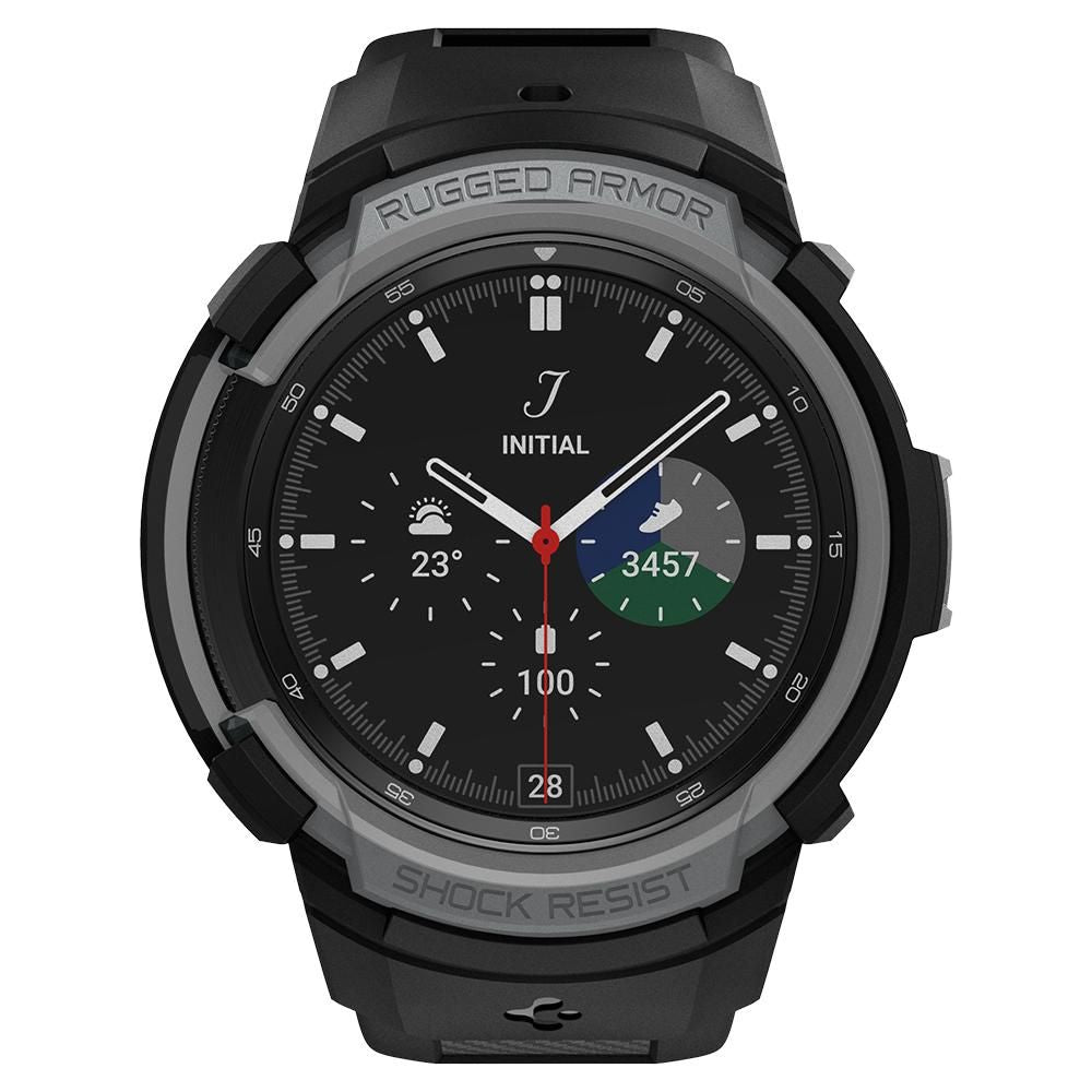 Schutzhülle Spigen Rugged Armor Pro für Galaxy Galaxy Watch 4 Classic 46mm, schwarz+grau