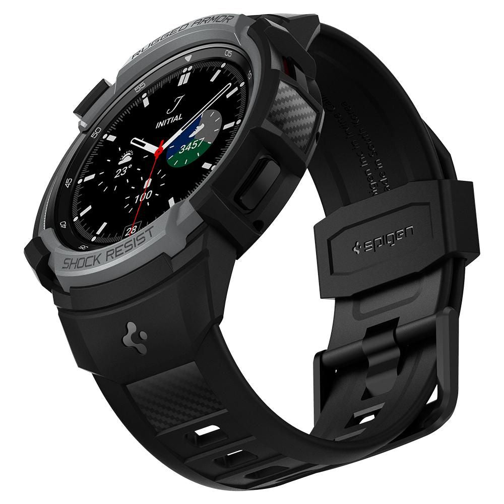 Schutzhülle Spigen Rugged Armor Pro für Galaxy Galaxy Watch 4 Classic 46mm, schwarz+grau