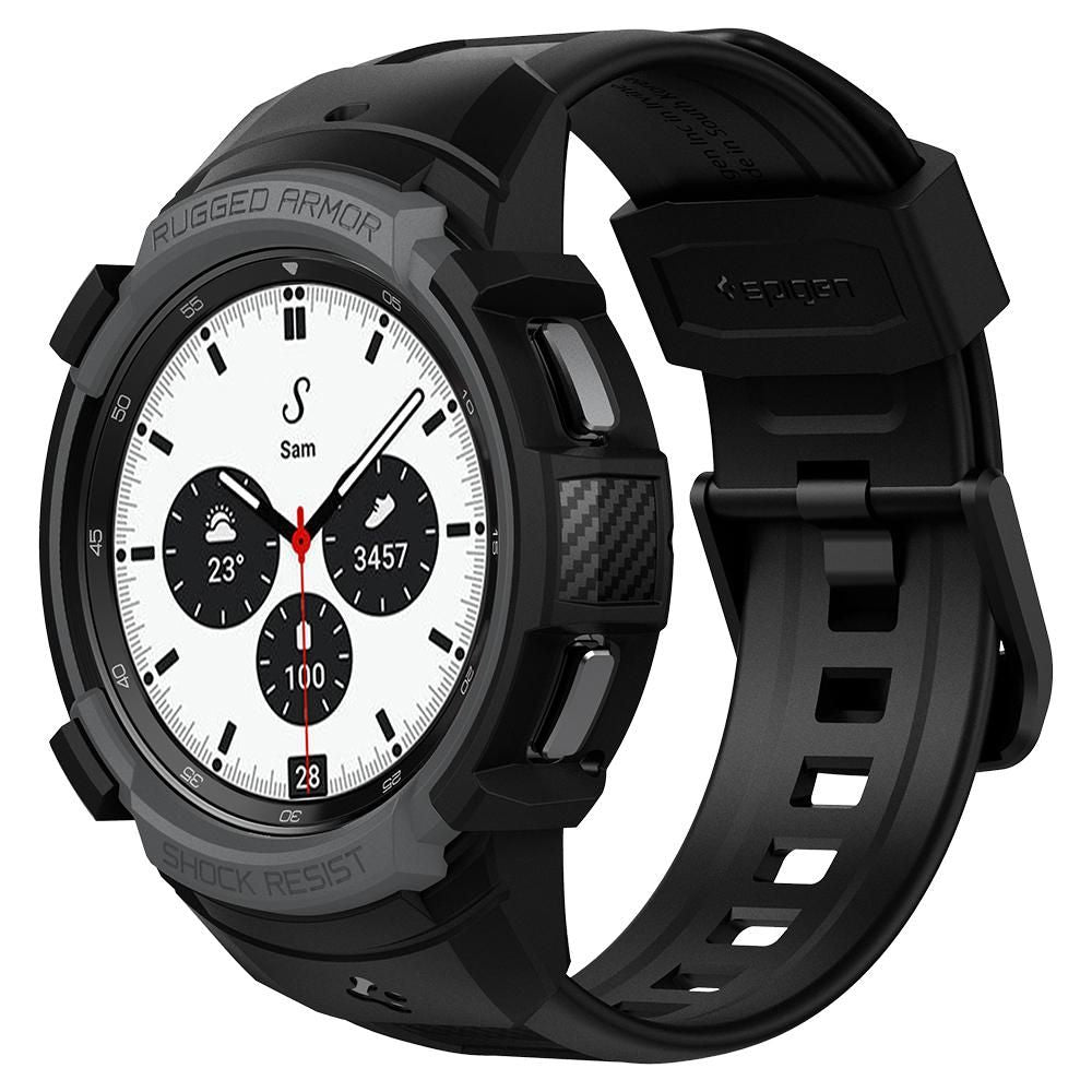 Schutzhülle Spigen Rugged Armor Pro für Galaxy Galaxy Watch 4 Classic 42mm, schwarz+grau