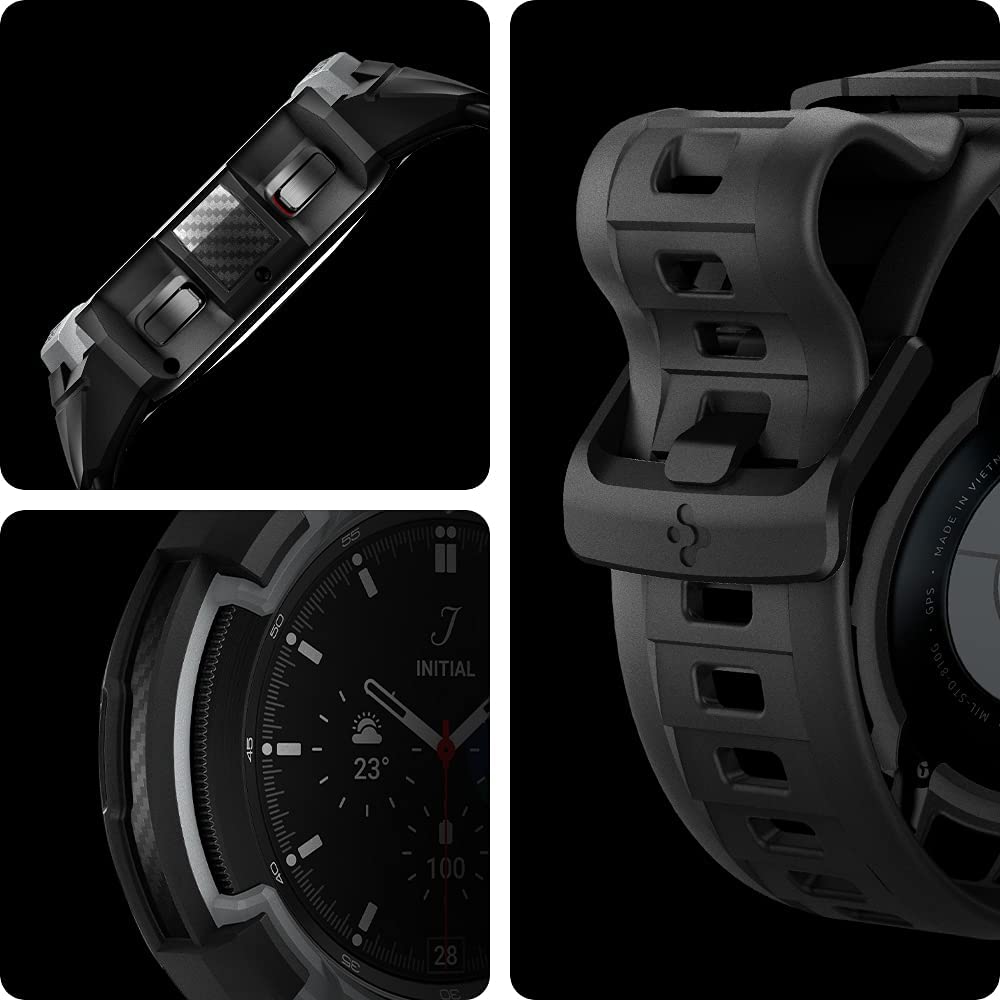 Schutzhülle Spigen Rugged Armor Pro für Galaxy Galaxy Watch 4 Classic 42mm, schwarz+grau