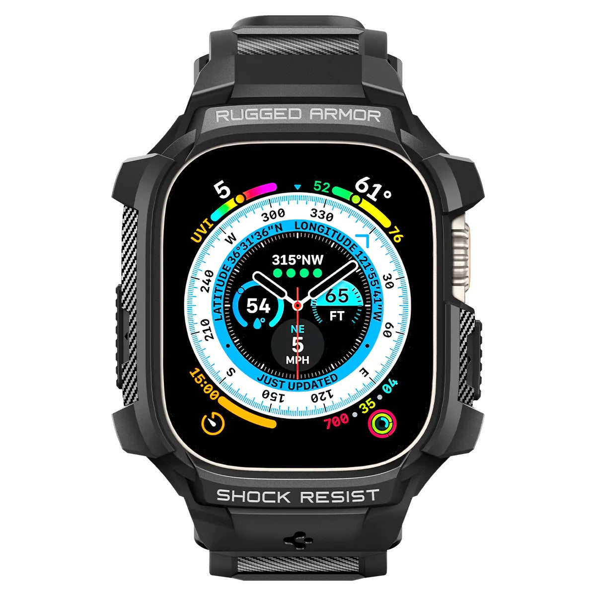 Schutzhülle mit Armband Spigen Rugged Armor Pro für Apple Watch Ultra 2/1 49 mm, Schwarz
