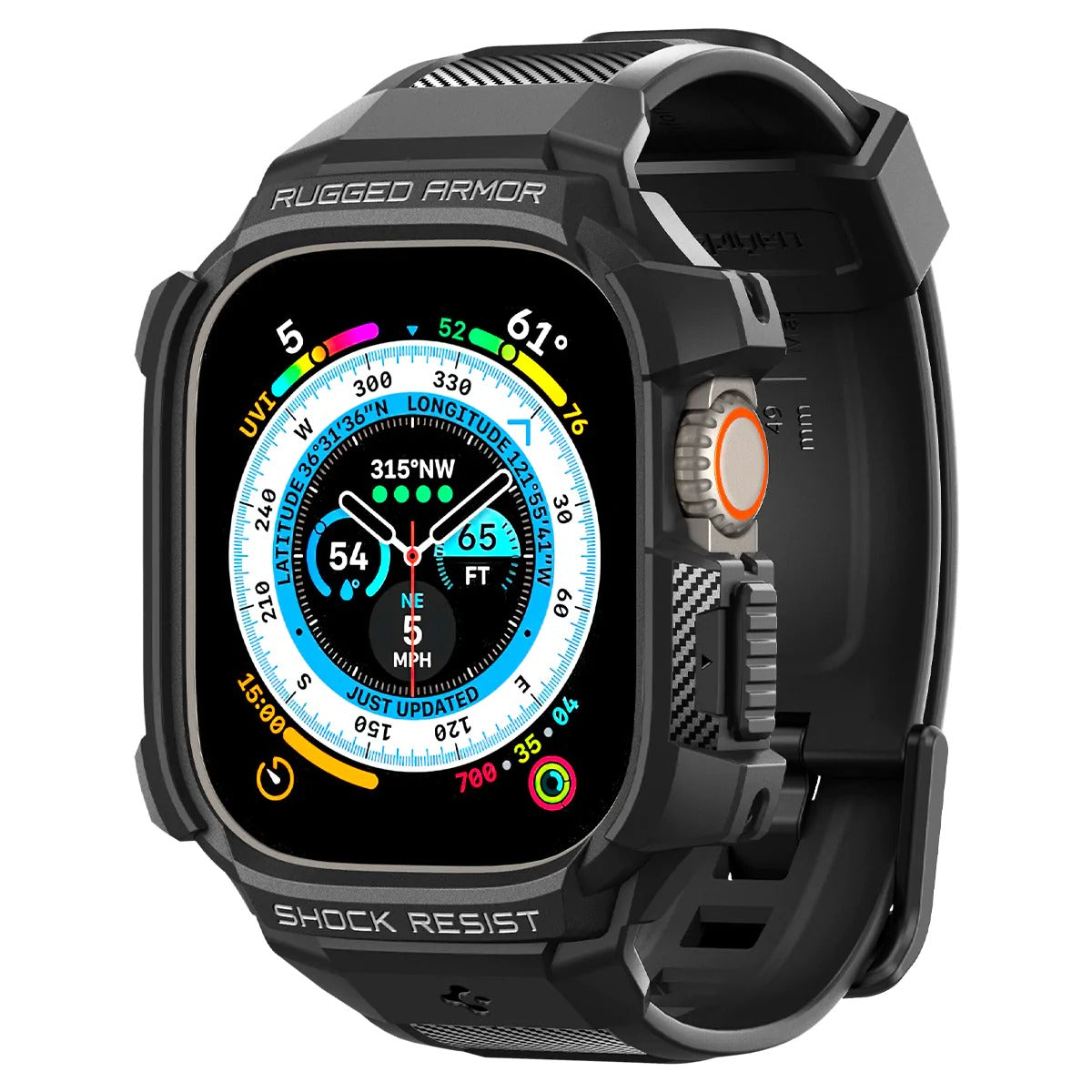 Schutzhülle mit Armband Spigen Rugged Armor Pro für Apple Watch Ultra 2/1 49 mm, Schwarz