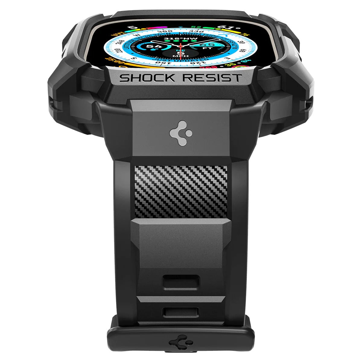 Schutzhülle mit Armband Spigen Rugged Armor Pro für Apple Watch Ultra 2/1 49 mm, Schwarz
