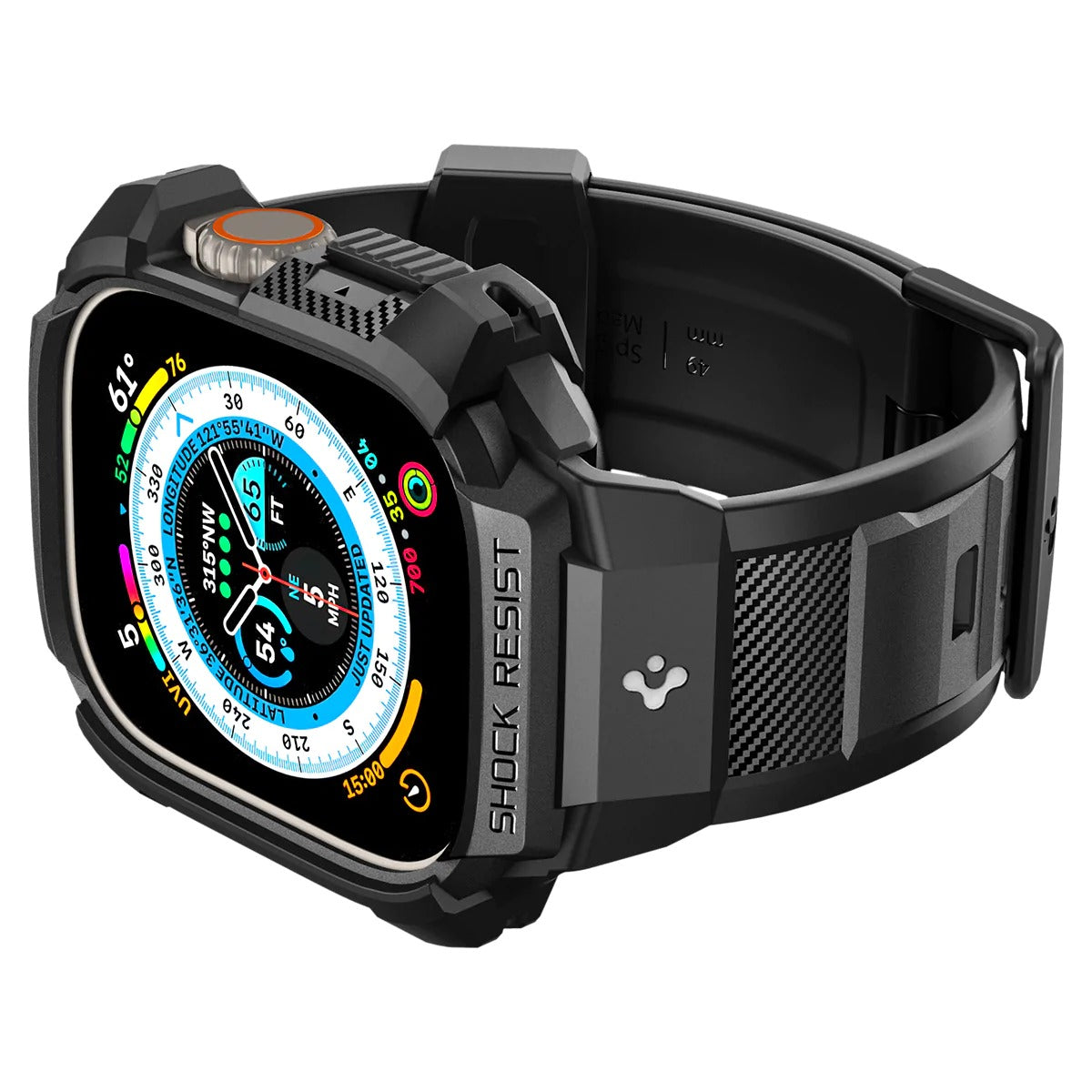 Schutzhülle mit Armband Spigen Rugged Armor Pro für Apple Watch Ultra 2/1 49 mm, Schwarz