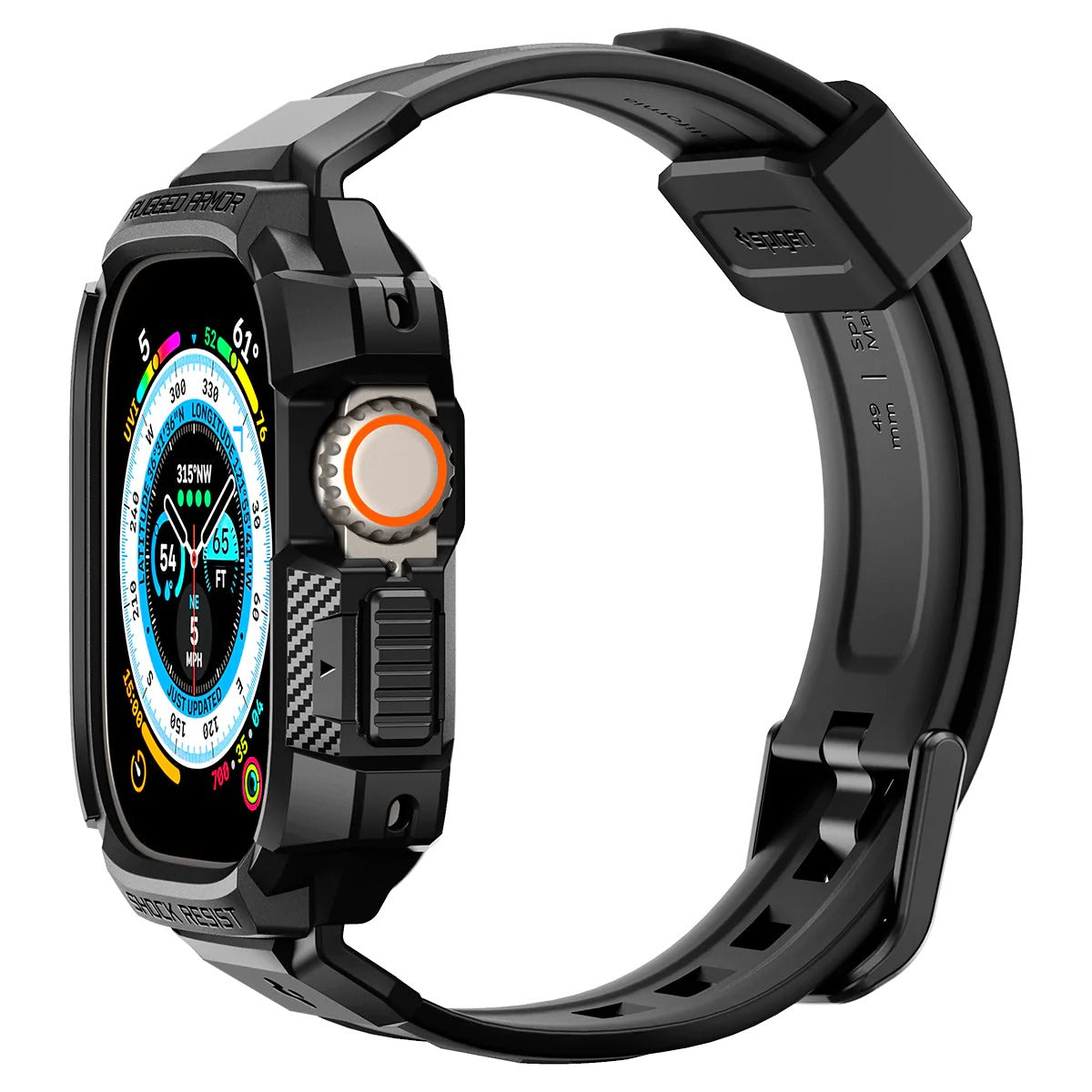 Schutzhülle mit Armband Spigen Rugged Armor Pro für Apple Watch Ultra 2/1 49 mm, Schwarz