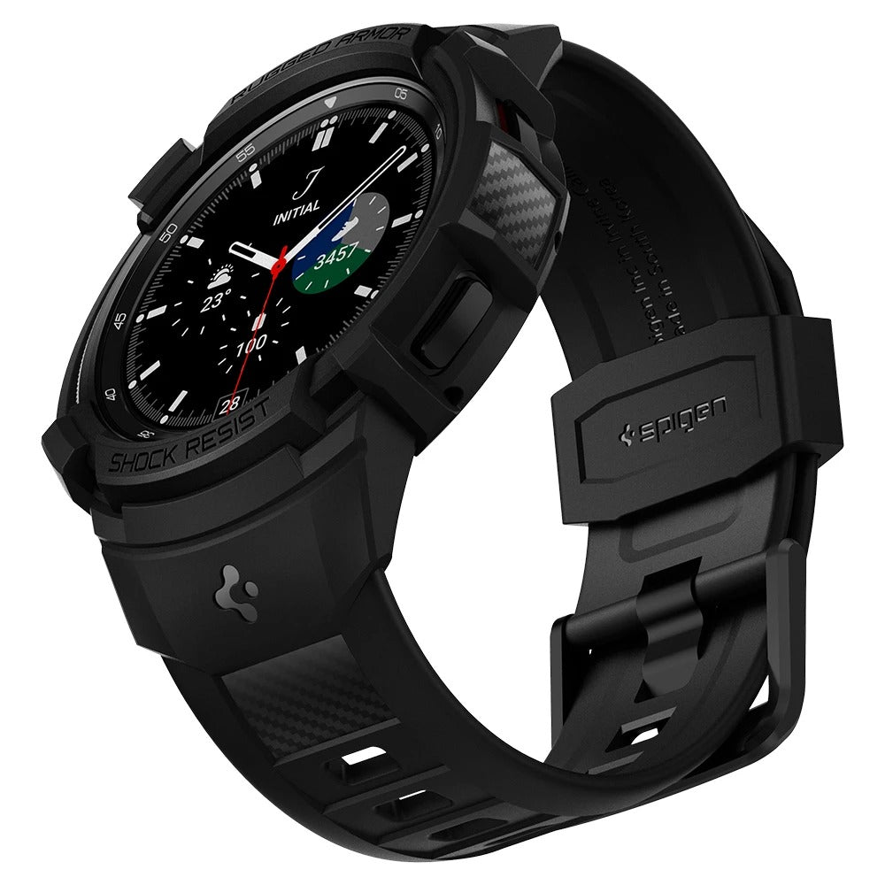Schutzhülle Spigen Rugged Armor Pro für Galaxy Galaxy Watch 4 Classic 46mm, schwarz+schwarz