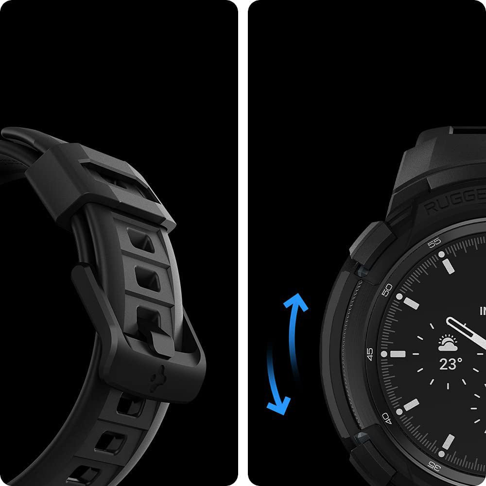 Schutzhülle Spigen Rugged Armor Pro für Galaxy Galaxy Watch 4 Classic 46mm, schwarz+schwarz