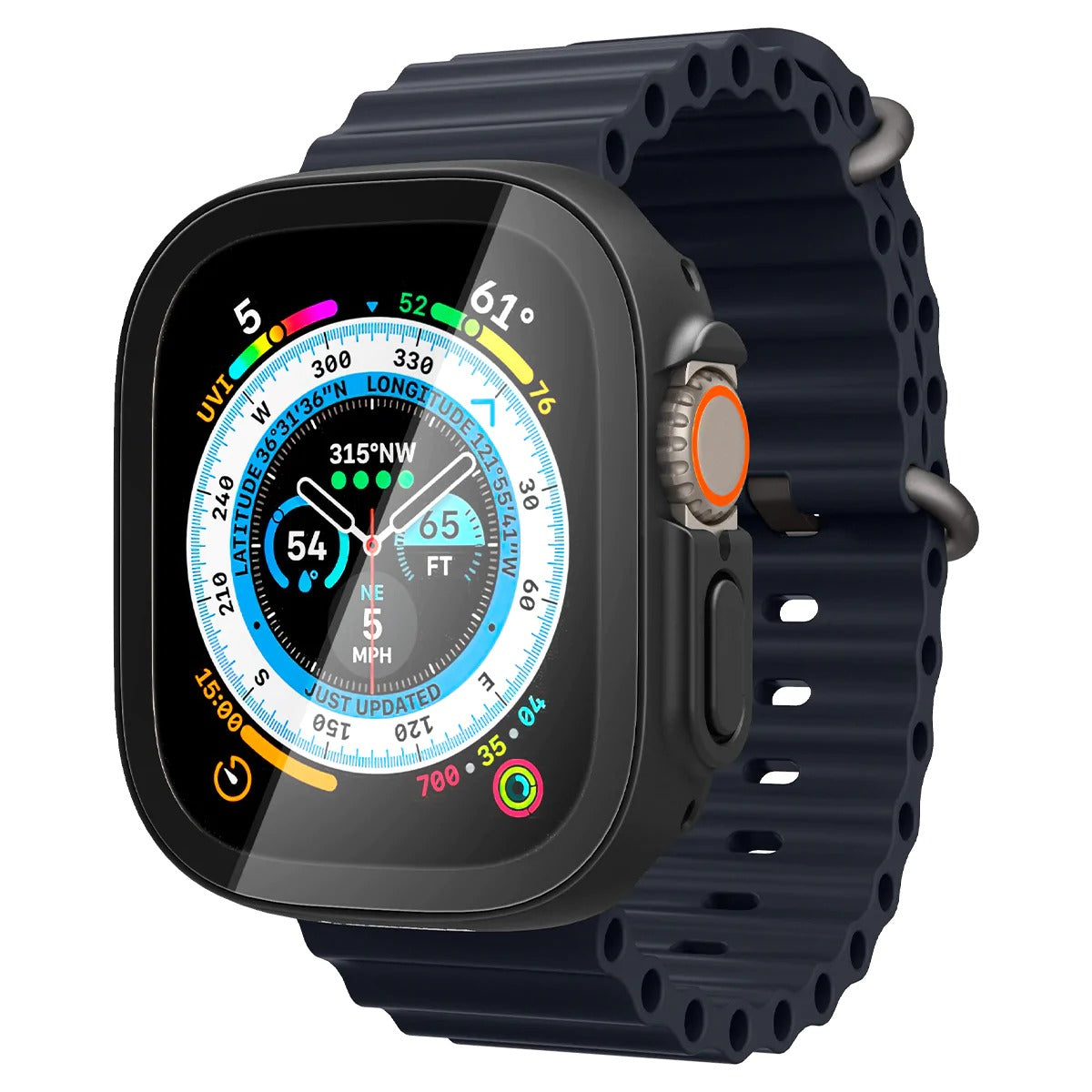 Schutzhülle + Glas Spigen Thin Fit 360 für Apple Watch 2/1 49 mm, Schwarz
