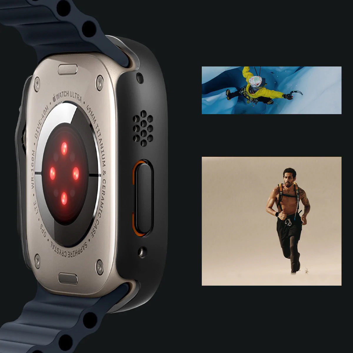 Schutzhülle + Glas Spigen Thin Fit 360 für Apple Watch 2/1 49 mm, Schwarz