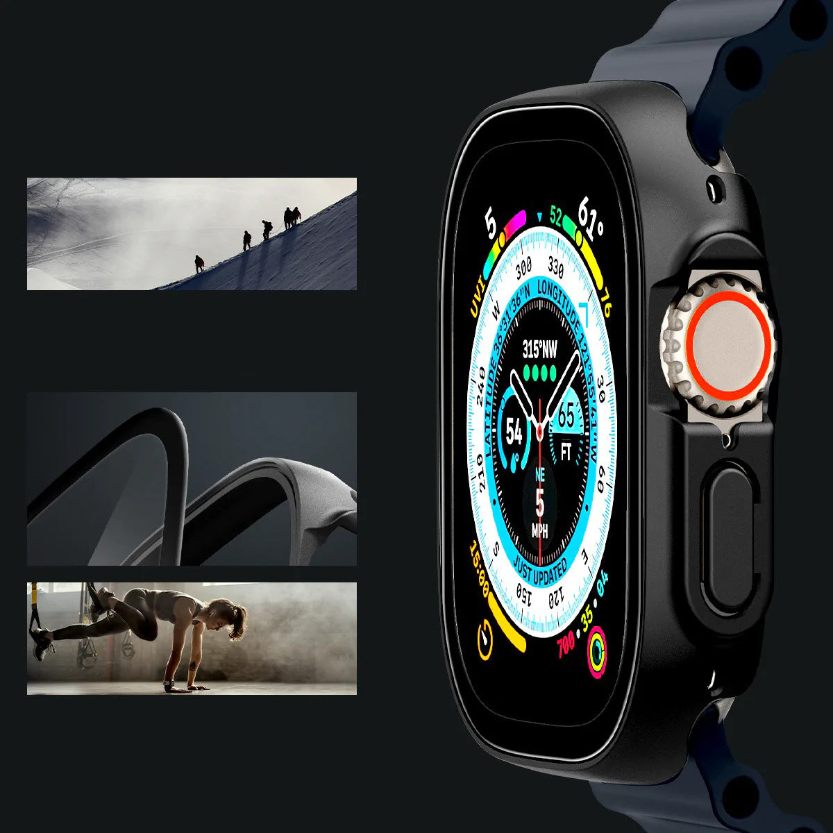 Schutzhülle + Glas Spigen Thin Fit 360 für Apple Watch 2/1 49 mm, Schwarz