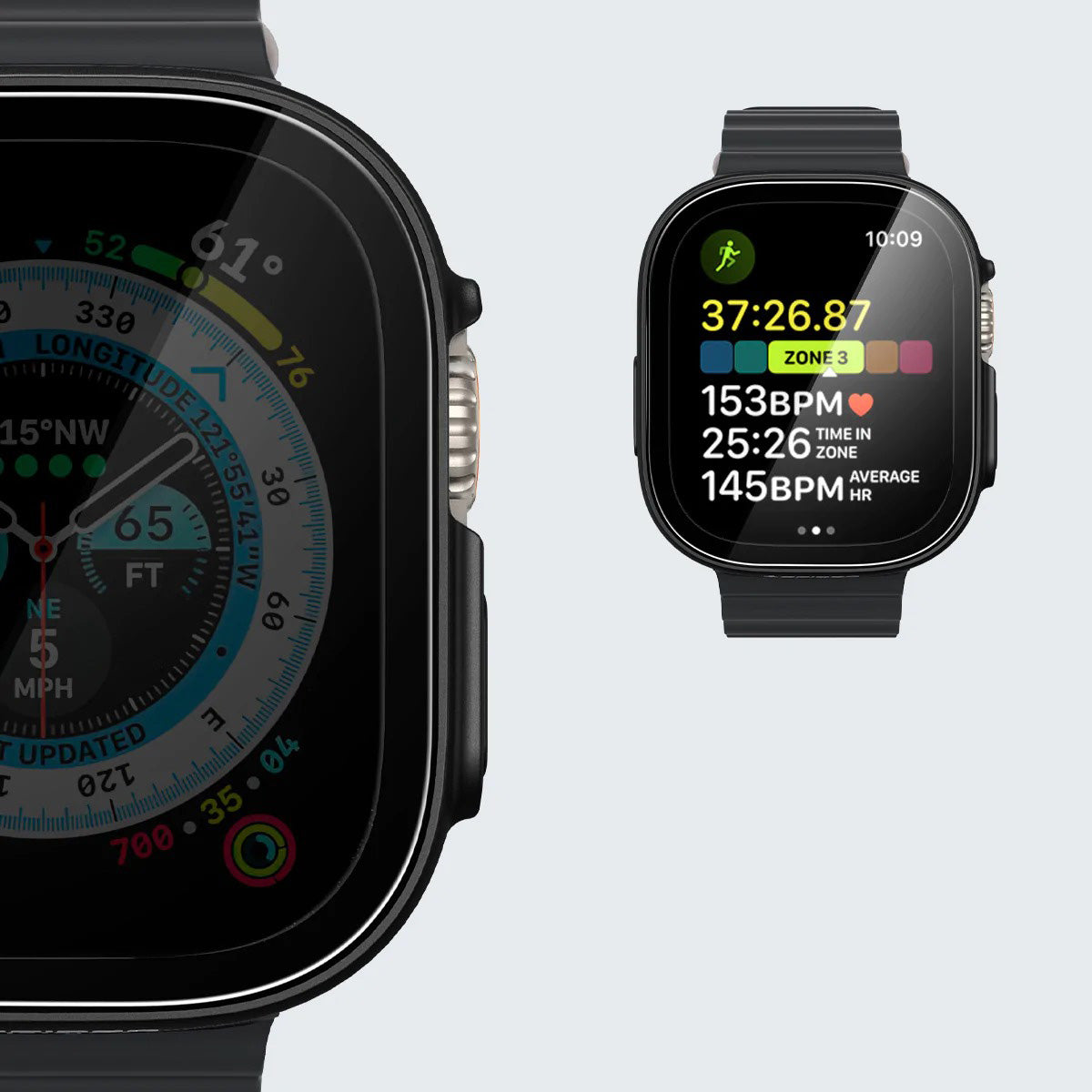 Schutzhülle + Glas Spigen Thin Fit 360 für Apple Watch 2/1 49 mm, Schwarz