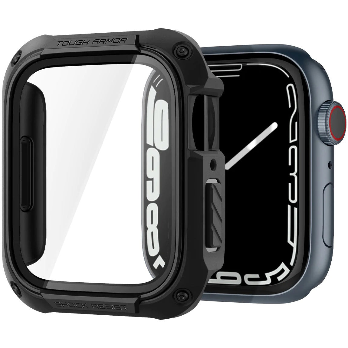 Schutzhülle + glas Spigen Tough Armor SP für Apple Watch 45 mm, Schwarz