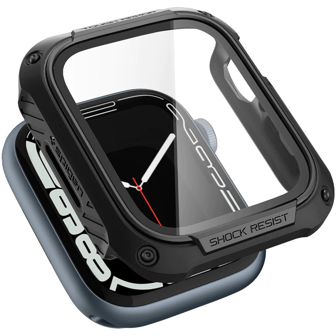 Schutzhülle + glas Spigen Tough Armor SP für Apple Watch 45 mm, Schwarz