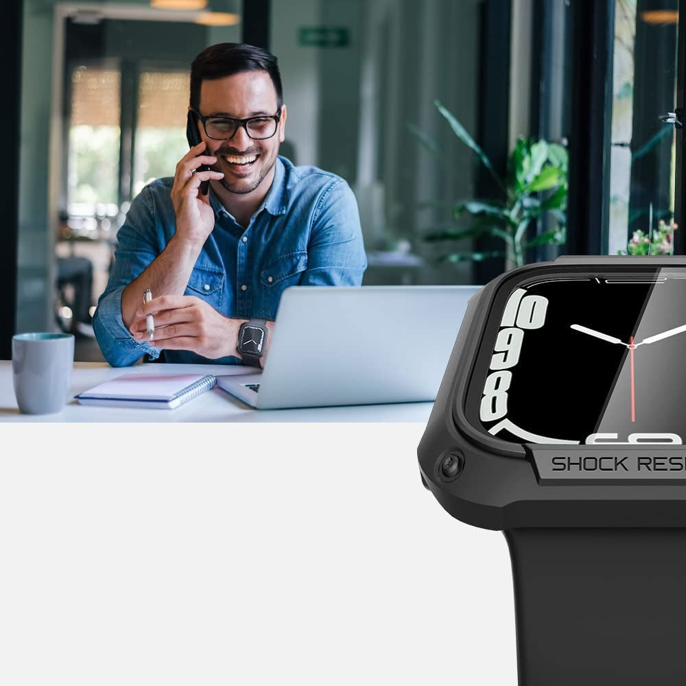 Schutzhülle + glas Spigen Tough Armor SP für Apple Watch 45 mm, Schwarz