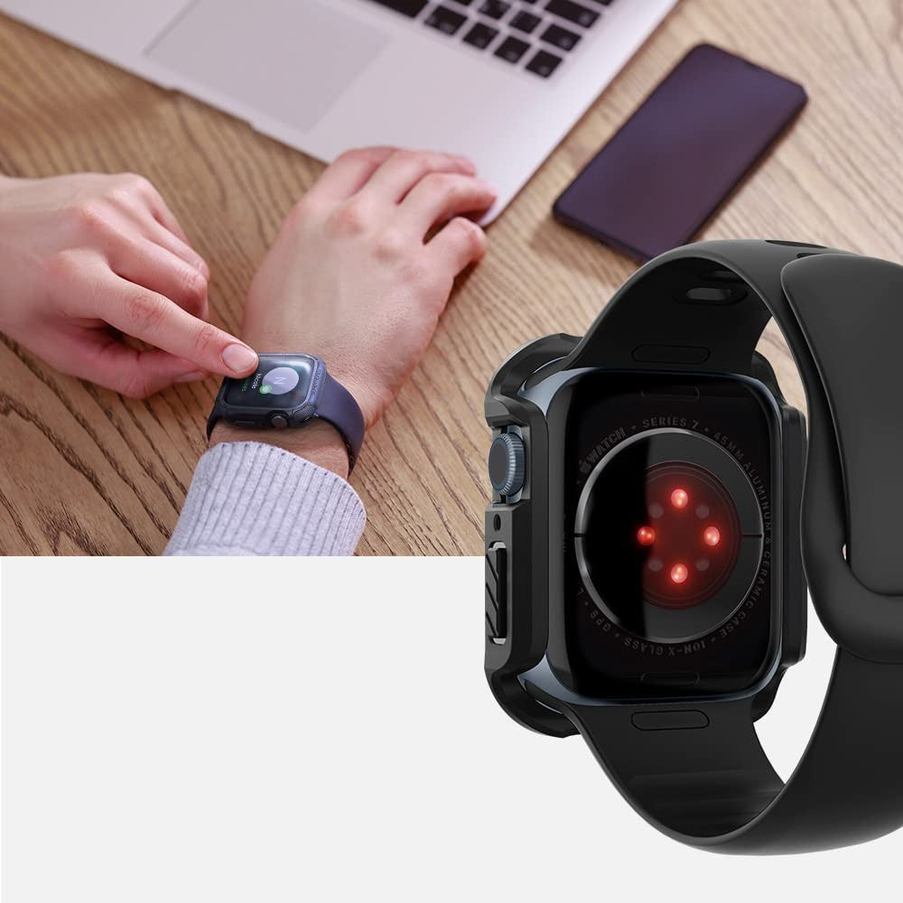 Schutzhülle + glas Spigen Tough Armor SP für Apple Watch 45 mm, Schwarz