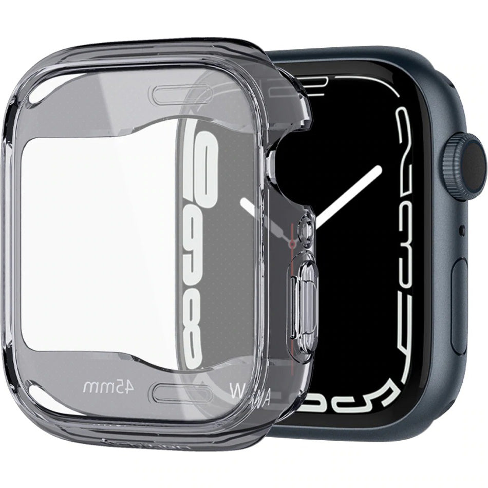 Schutzhülle mit Displayschutz Spigen Ultra Hybrid für Apple Watch 45 mm, transparent-grau