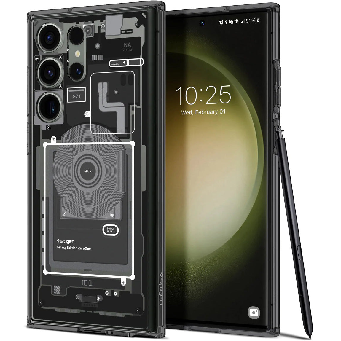 Schutzhülle Spigen Ultra Hybrid für Galaxy S23 Ultra, Rauchfarben-Grau (Zero One)