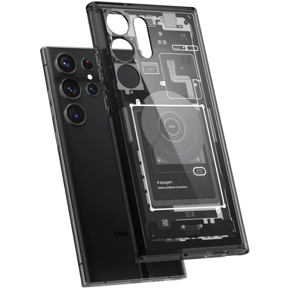 Schutzhülle Spigen Ultra Hybrid für Galaxy S23 Ultra, Rauchfarben-Grau (Zero One)