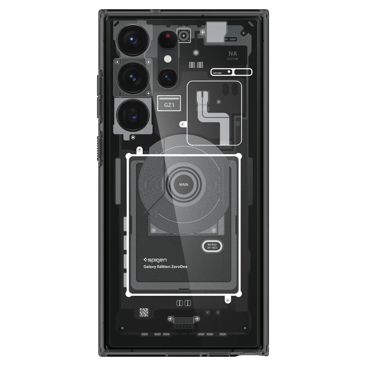 Schutzhülle Spigen Ultra Hybrid für Galaxy S23 Ultra, Rauchfarben-Grau (Zero One)