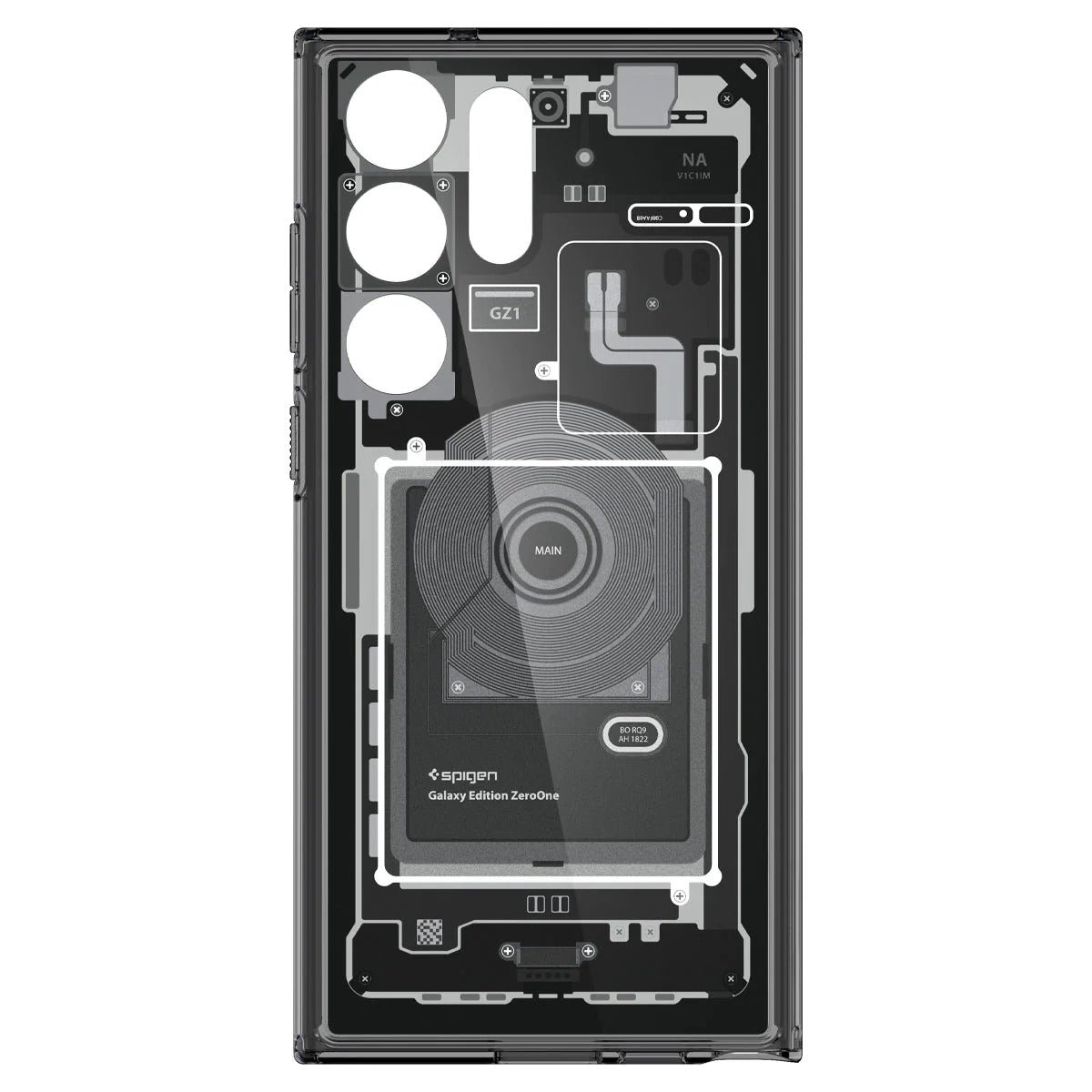 Schutzhülle Spigen Ultra Hybrid für Galaxy S23 Ultra, Rauchfarben-Grau (Zero One)