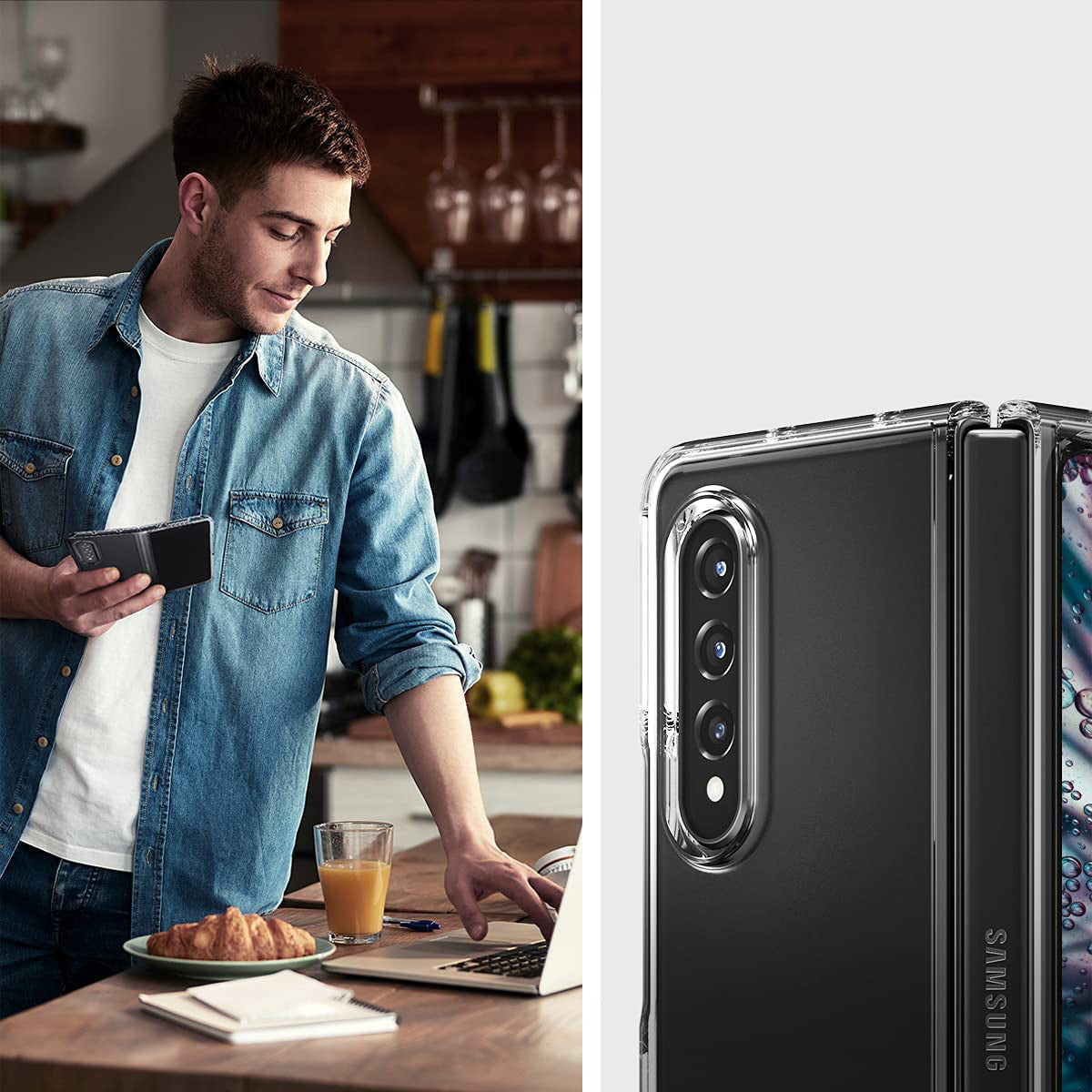 Schutzhülle Spigen Ultra Hybrid für Galaxy Z Fold 3 5G, transparent