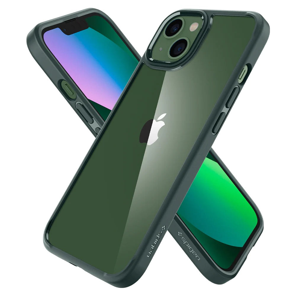 Schutzhülle Spigen Ultra Hybrid für iPhone 13, Transparent/Grün