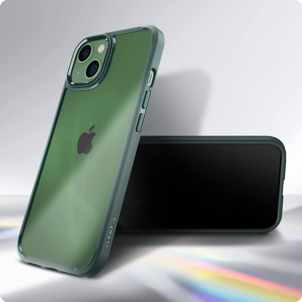 Schutzhülle Spigen Ultra Hybrid für iPhone 13, Transparent/Grün