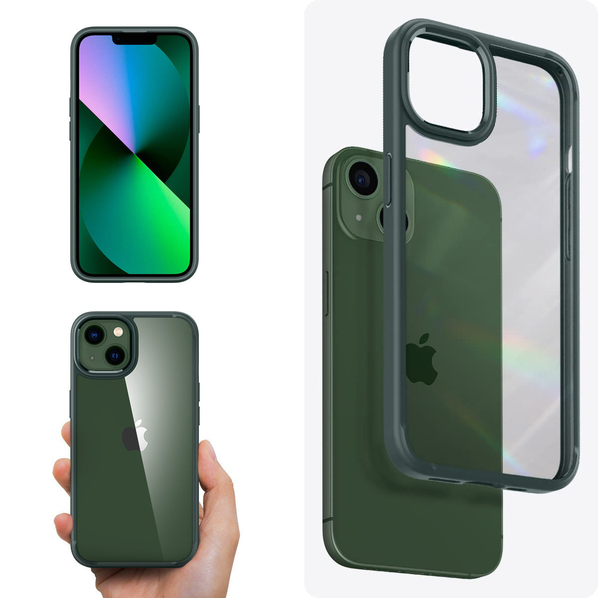 Schutzhülle Spigen Ultra Hybrid für iPhone 13, Transparent/Grün