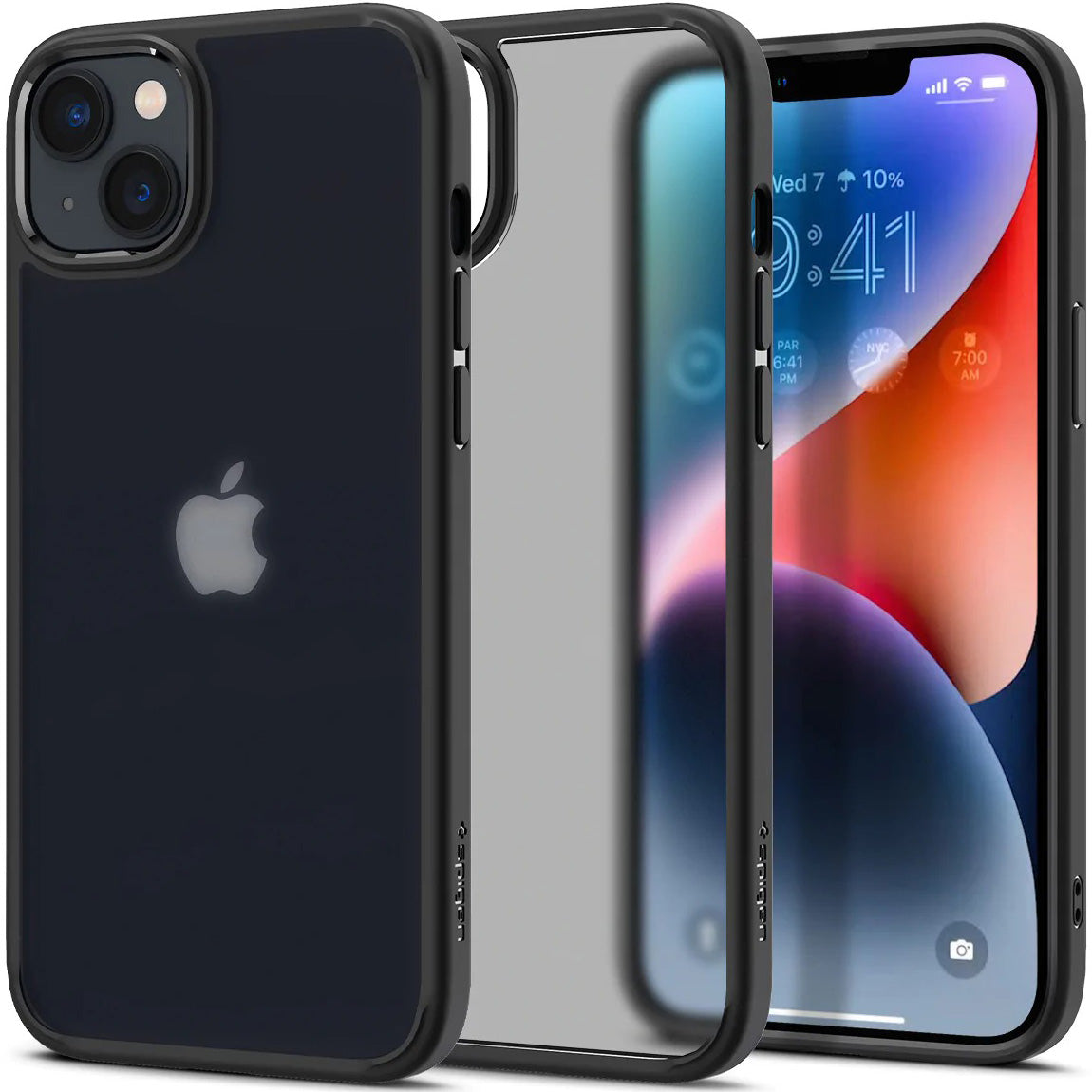 Schutzhülle Spigen Ultra Hybrid für iPhone 14 Plus, Matt Transparent/Schwarz
