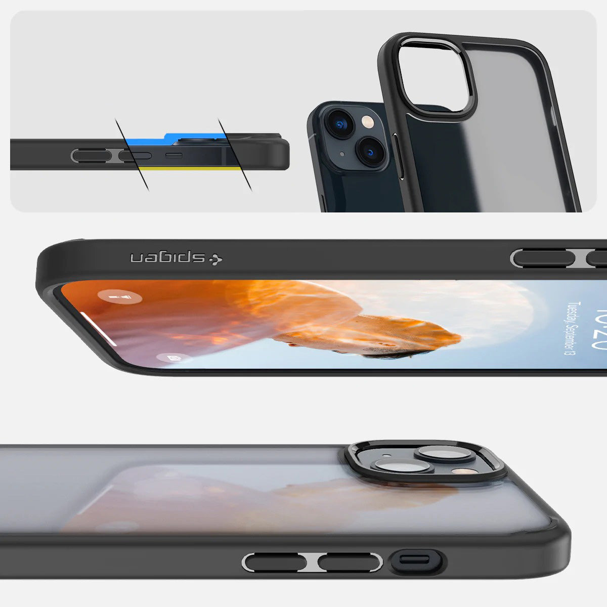 Schutzhülle Spigen Ultra Hybrid für iPhone 14 Plus, Matt Transparent/Schwarz