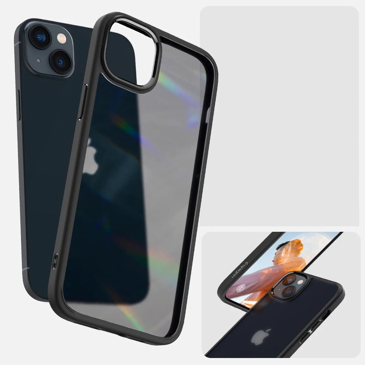 Schutzhülle Spigen Ultra Hybrid für iPhone 14 Plus, Matt Transparent/Schwarz