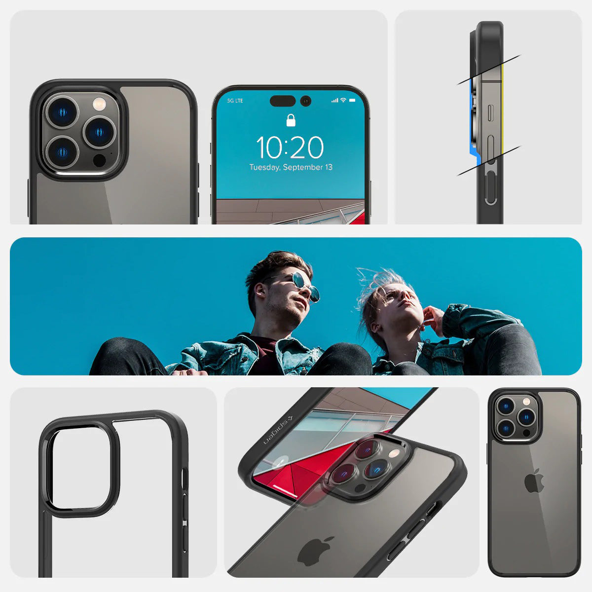 Schutzhülle Spigen Ultra Hybrid für iPhone 14 Pro Max, Transparent/Schwarz