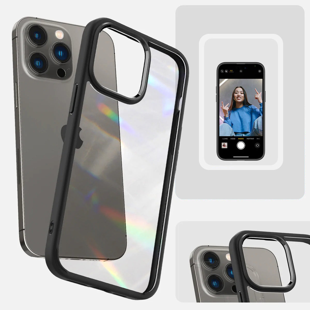 Schutzhülle Spigen Ultra Hybrid für iPhone 14 Pro Max, Transparent/Schwarz