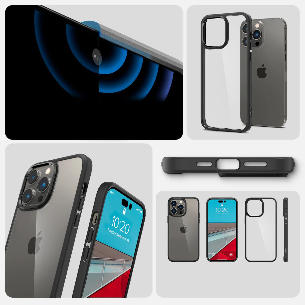 Schutzhülle Spigen Ultra Hybrid für iPhone 14 Pro Max, Transparent/Schwarz