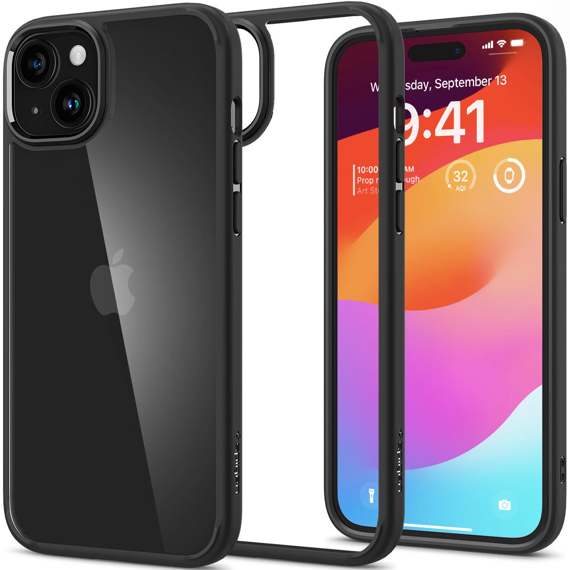 Schutzhülle für iPhone 15, Spigen Ultra Hybrid, Transparent-Schwarz