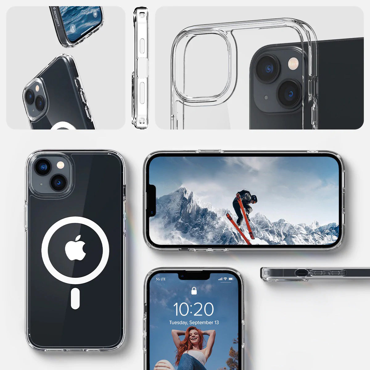 Schutzhülle Spigen Ultra Hybrid Mag mit MagSafe für iPhone 14, Transparent-Weiß