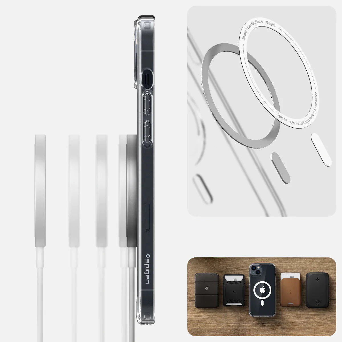 Schutzhülle Spigen Ultra Hybrid Mag mit MagSafe für iPhone 14, Transparent-Weiß
