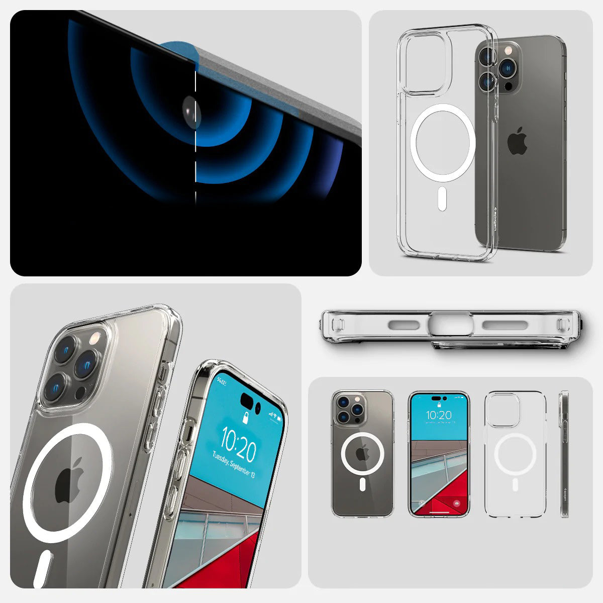 Schutzhülle Spigen Ultra Hybrid Mag mit MagSafe für iPhone 14 Pro, Transparent-Weiß