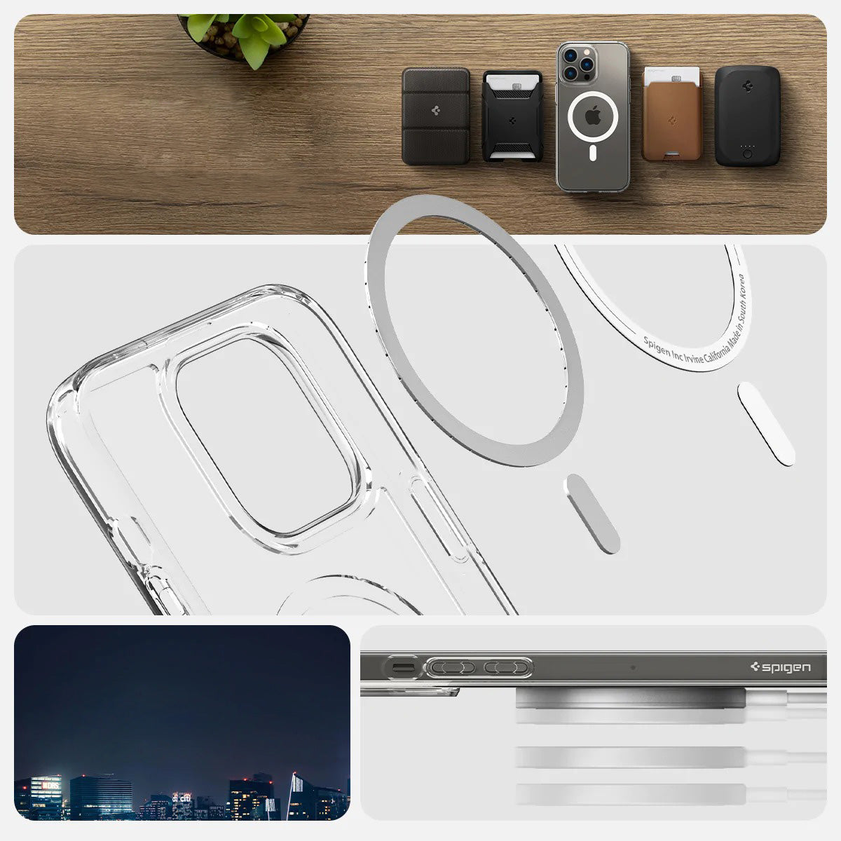 Schutzhülle Spigen Ultra Hybrid Mag mit MagSafe für iPhone 14 Pro, Transparent-Weiß