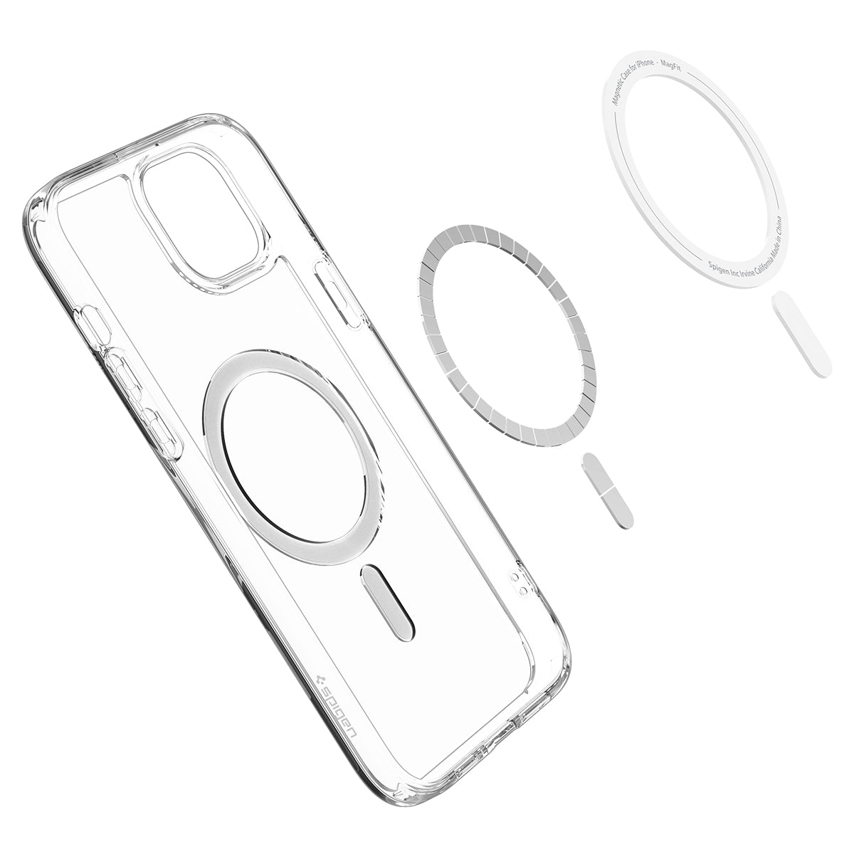 Schutzhülle Spigen Ultra Hybrid Mag mit MagSafe für Apple iPhone 15, Transparent-Grau