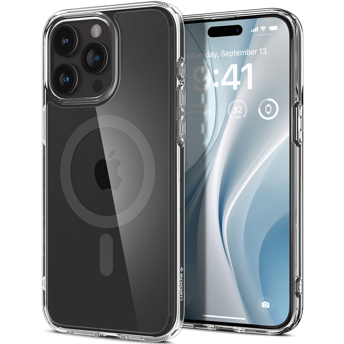 Schutzhülle Spigen Ultra Hybrid Mag mit MagSafe für Apple iPhone 15 Pro, Transparent-Grau