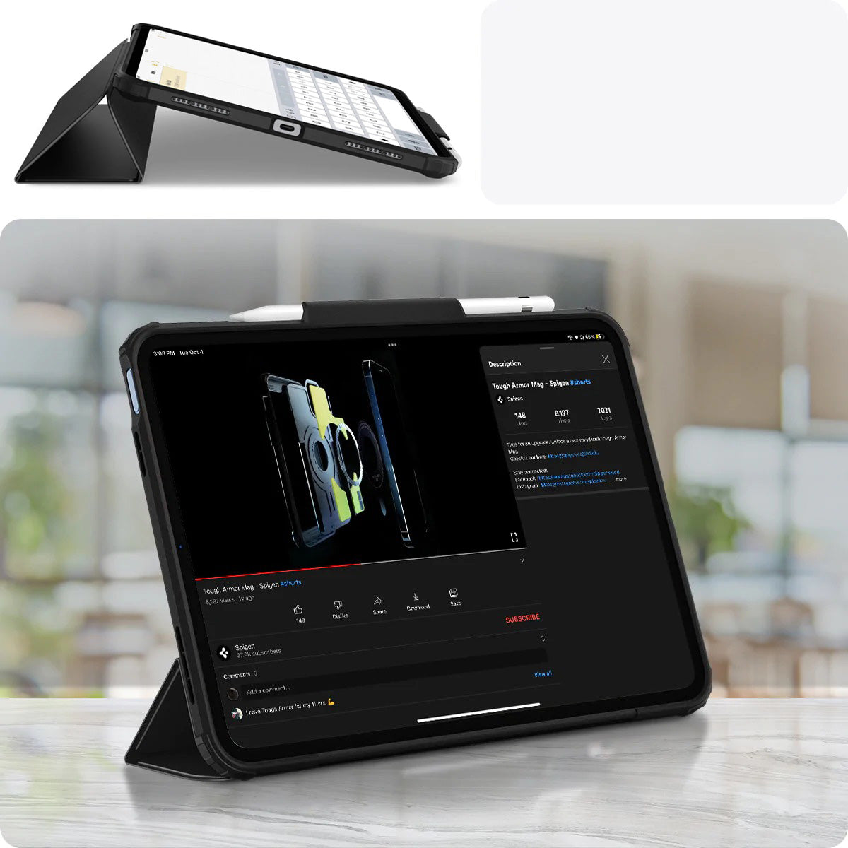 Schutzhülle Spigen Ultra Hybrid Pro für iPad 11 / 10 gen. 2025 / 2022, Schwarz/Transparent
