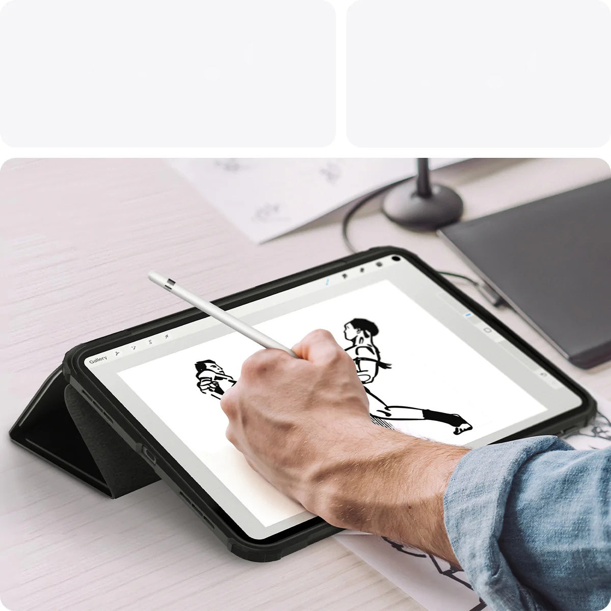 Schutzhülle Spigen Ultra Hybrid Pro für iPad 11 / 10 gen. 2025 / 2022, Schwarz/Transparent