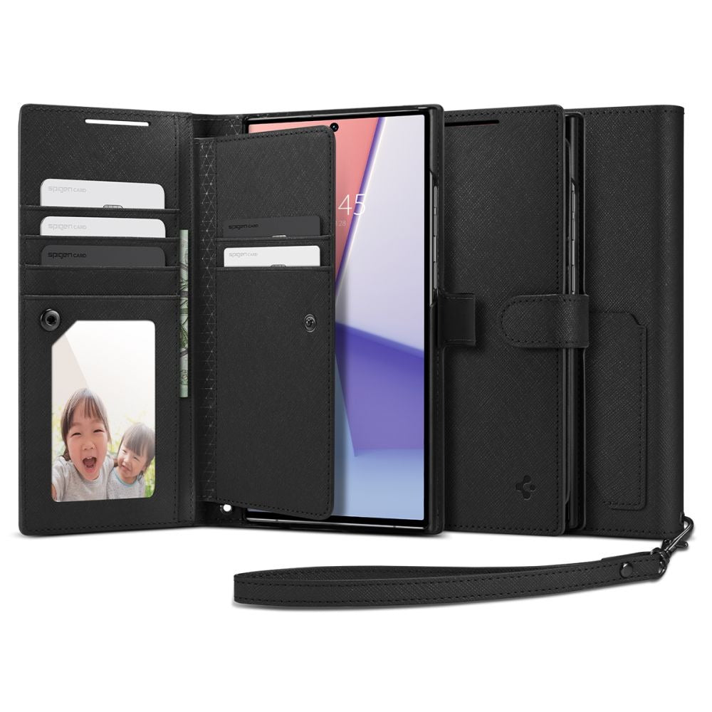 Schutzhülle Spigen Wallet S Plus für Galaxy S23 Ultra, Schwarz
