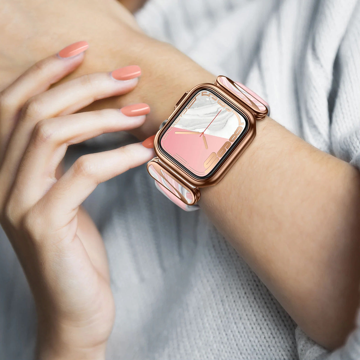 Schutzhülle mit Armband Supcase Cosmo Luxe für Apple Watch 41/40 mm, Marmor Rosa