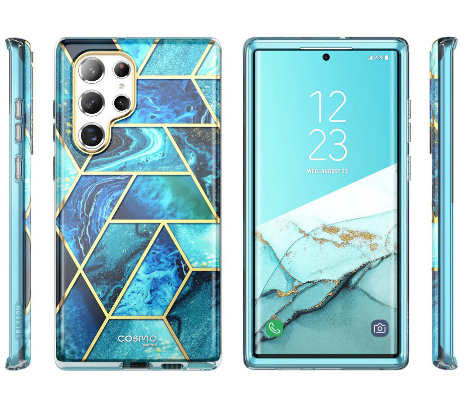 Schutzhülle Supcase i-Blason Cosmo SP für Galaxy S22 Ultra 5G, Marmor-blau