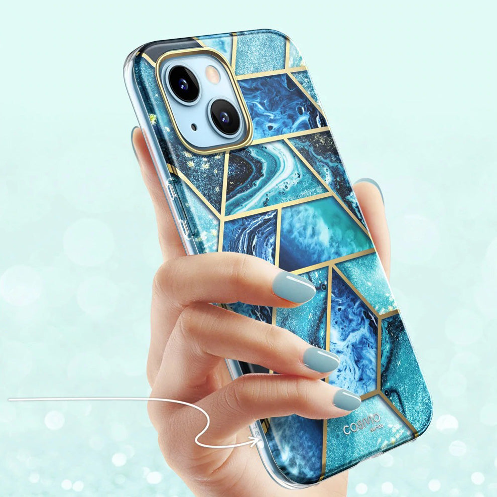 Schutzhülle Supcase i-Blason Cosmo SP für iPhone 13, Marmor-blau